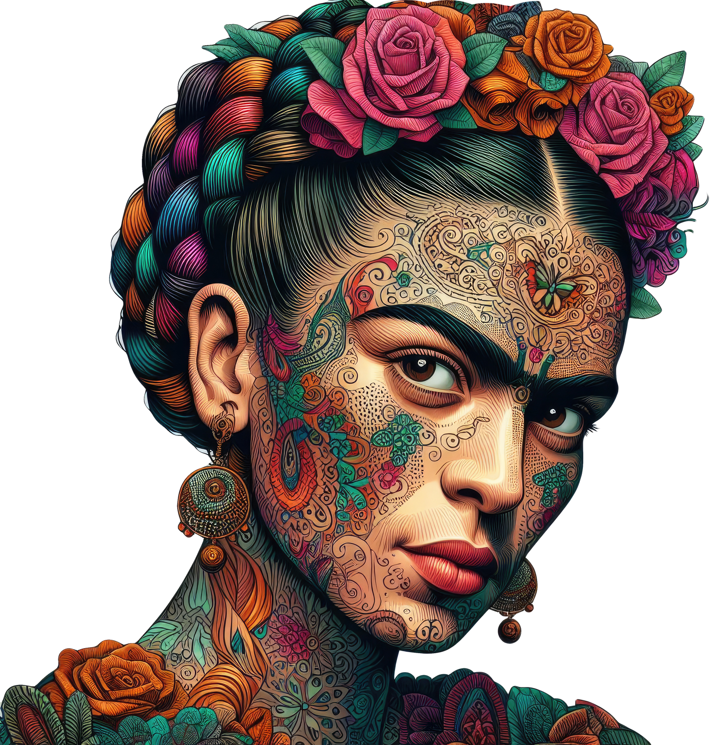 Transferencia de calor de Frida Kahlo, prensa y despega, sin camiseta