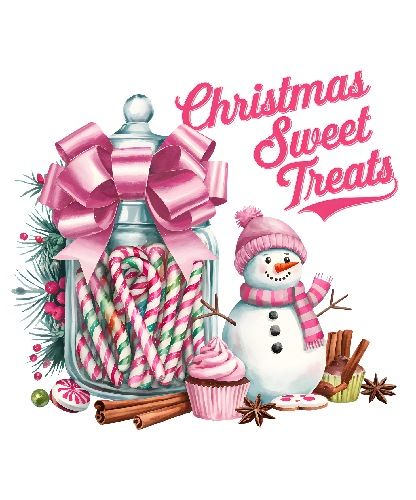 Heat transfer, pink Christmas, press and peel, made to order