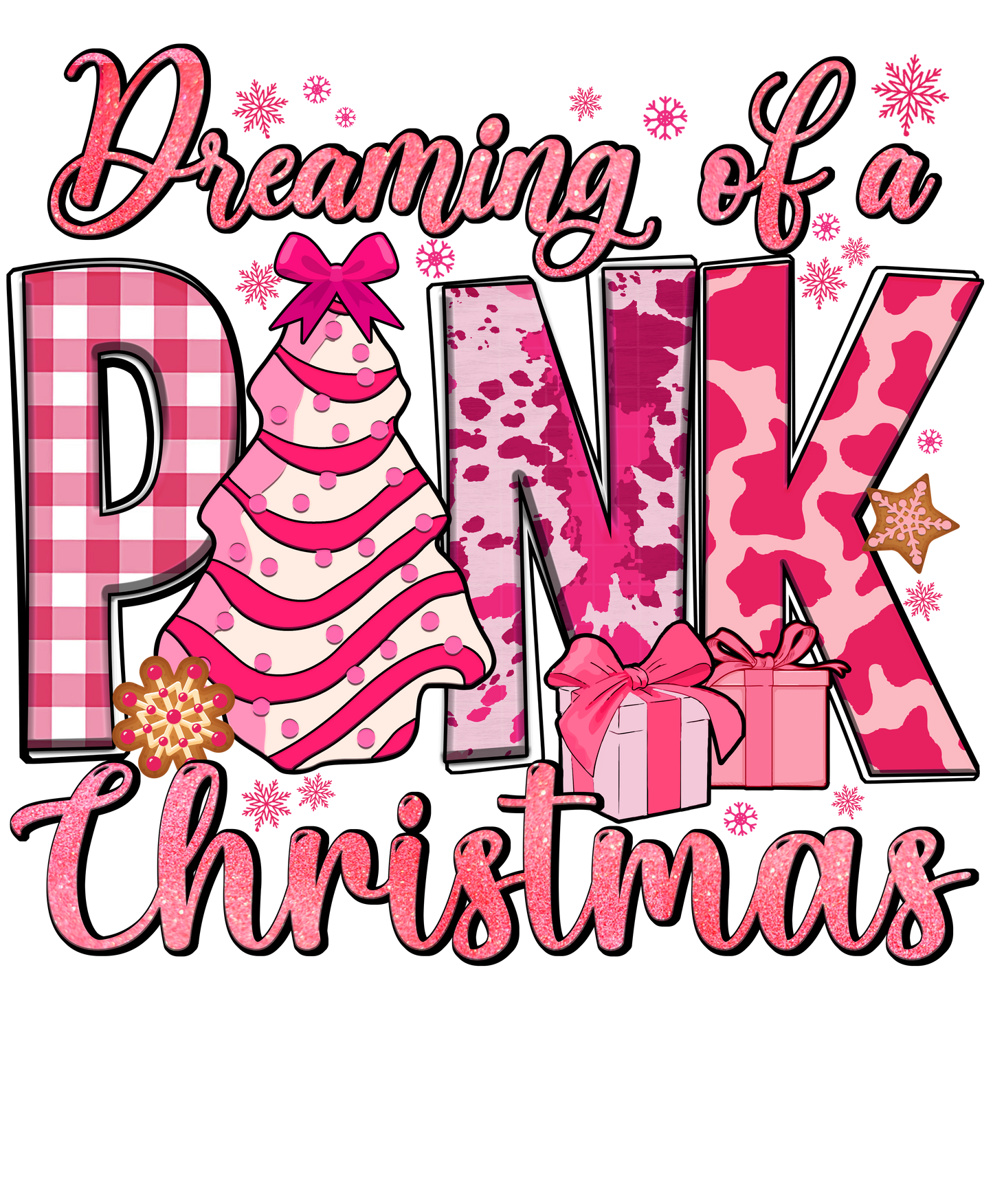 Pink Christmas, heat transfer, press and peel