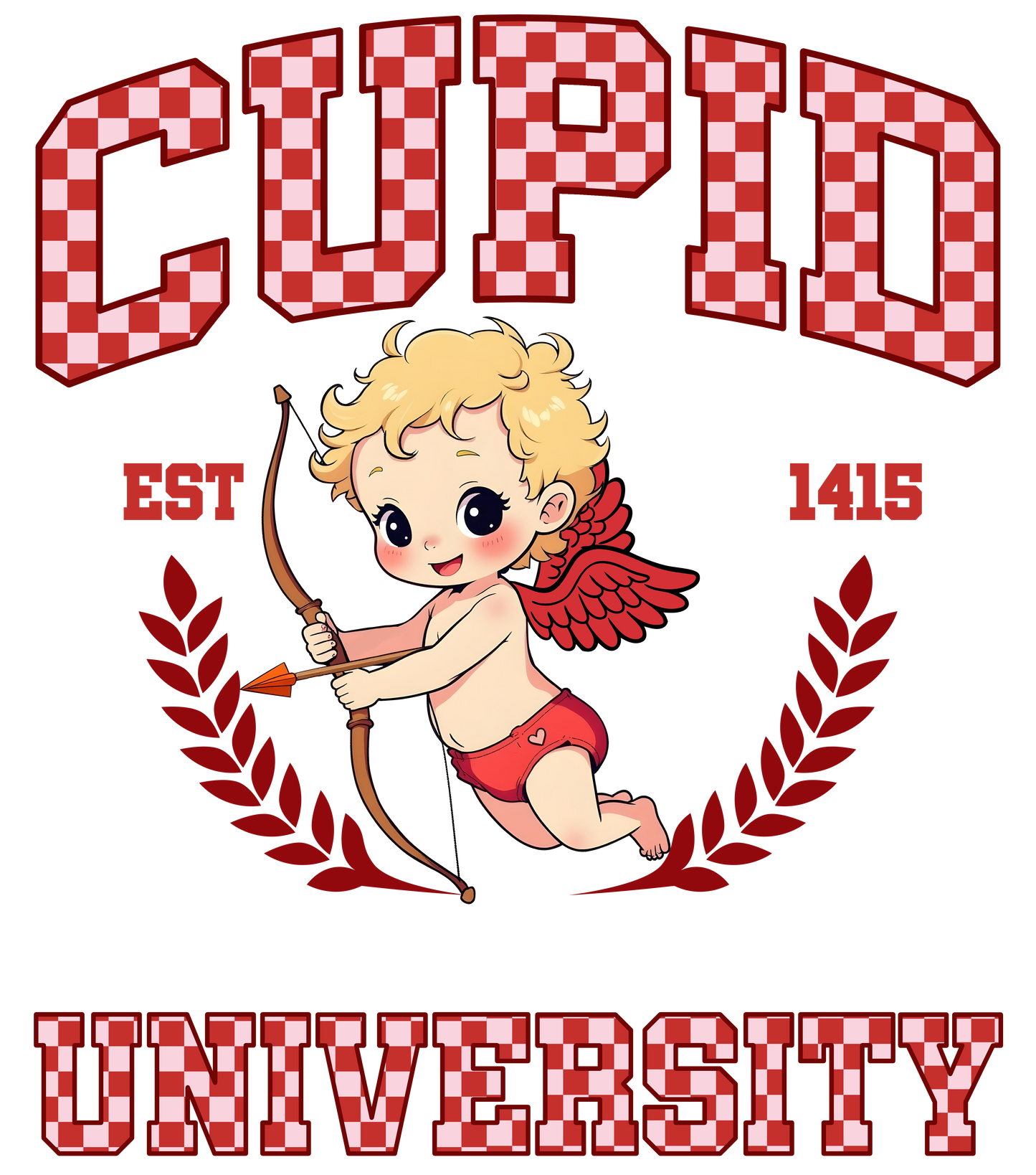 Cupido, San Valentín, transferencia de calor, prensa y despega, sin camisa, hecho a pedido