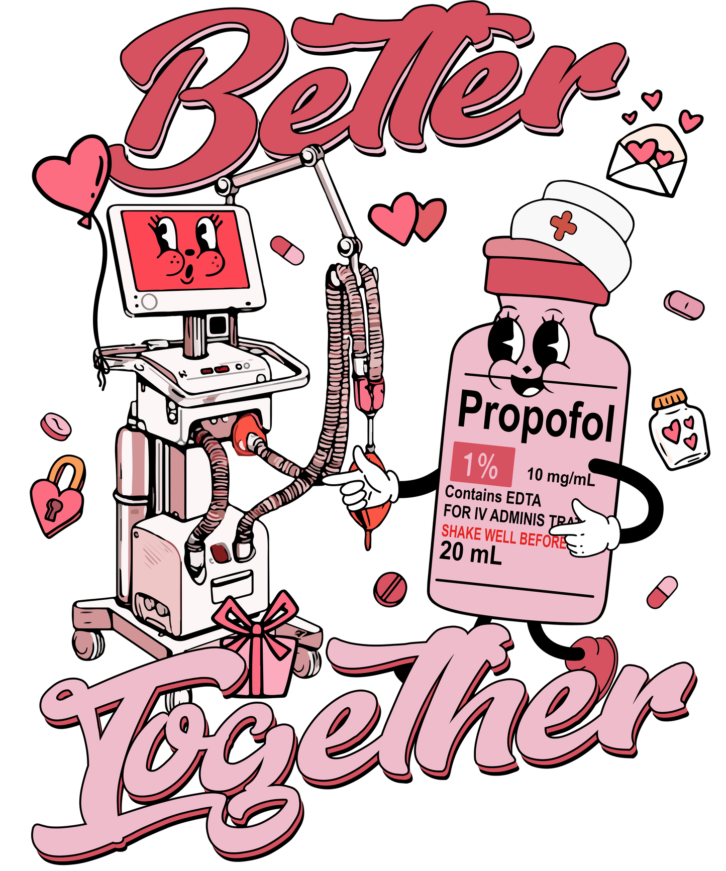 Better together, Valentine, heat transfer, press and peel, no shirt, made to order