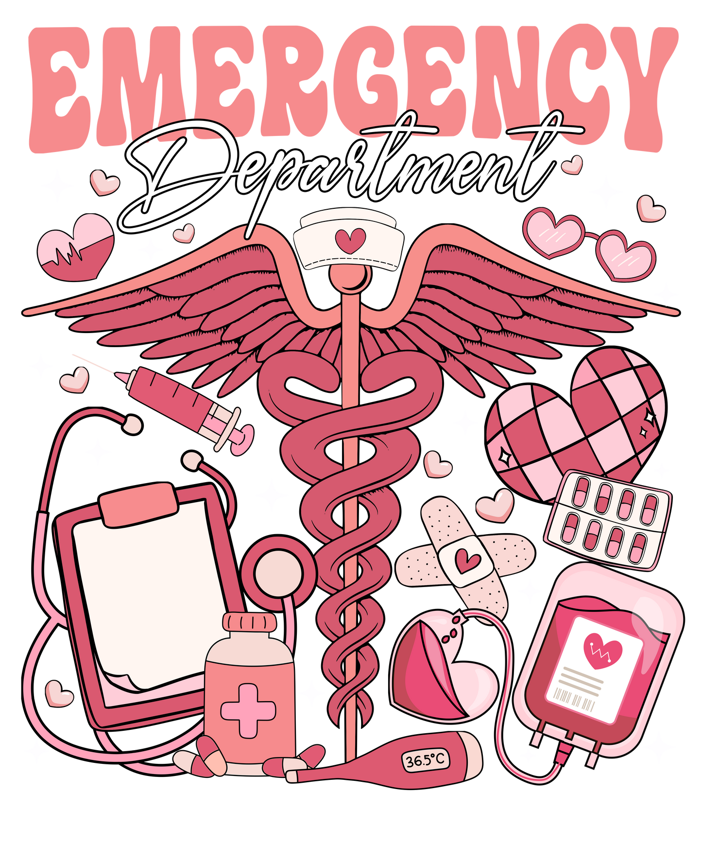 Emergencia, San Valentín, transferencia de calor, prensa y despega, sin camisa, hecho a pedido