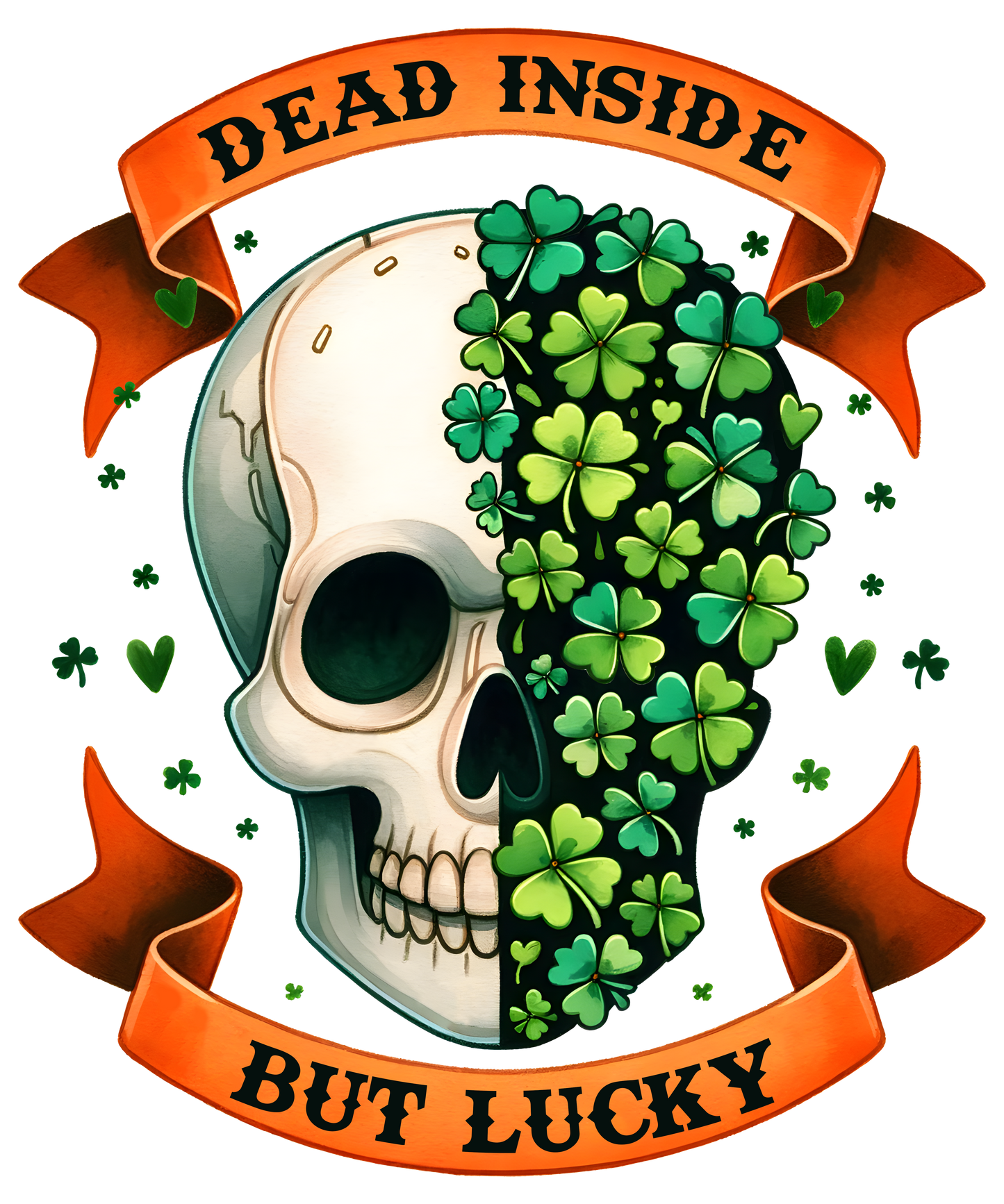 Skull, St. Patty, heat transfer, press and peel, no shirt, made to order