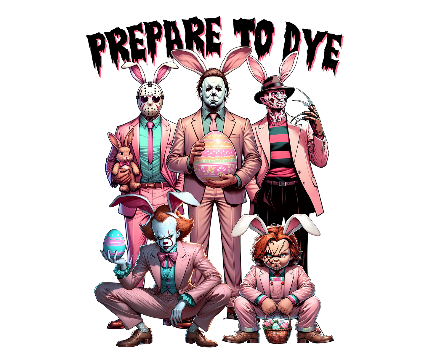 Horror Easter, heat transfer, press and peel, no shirt, made to order