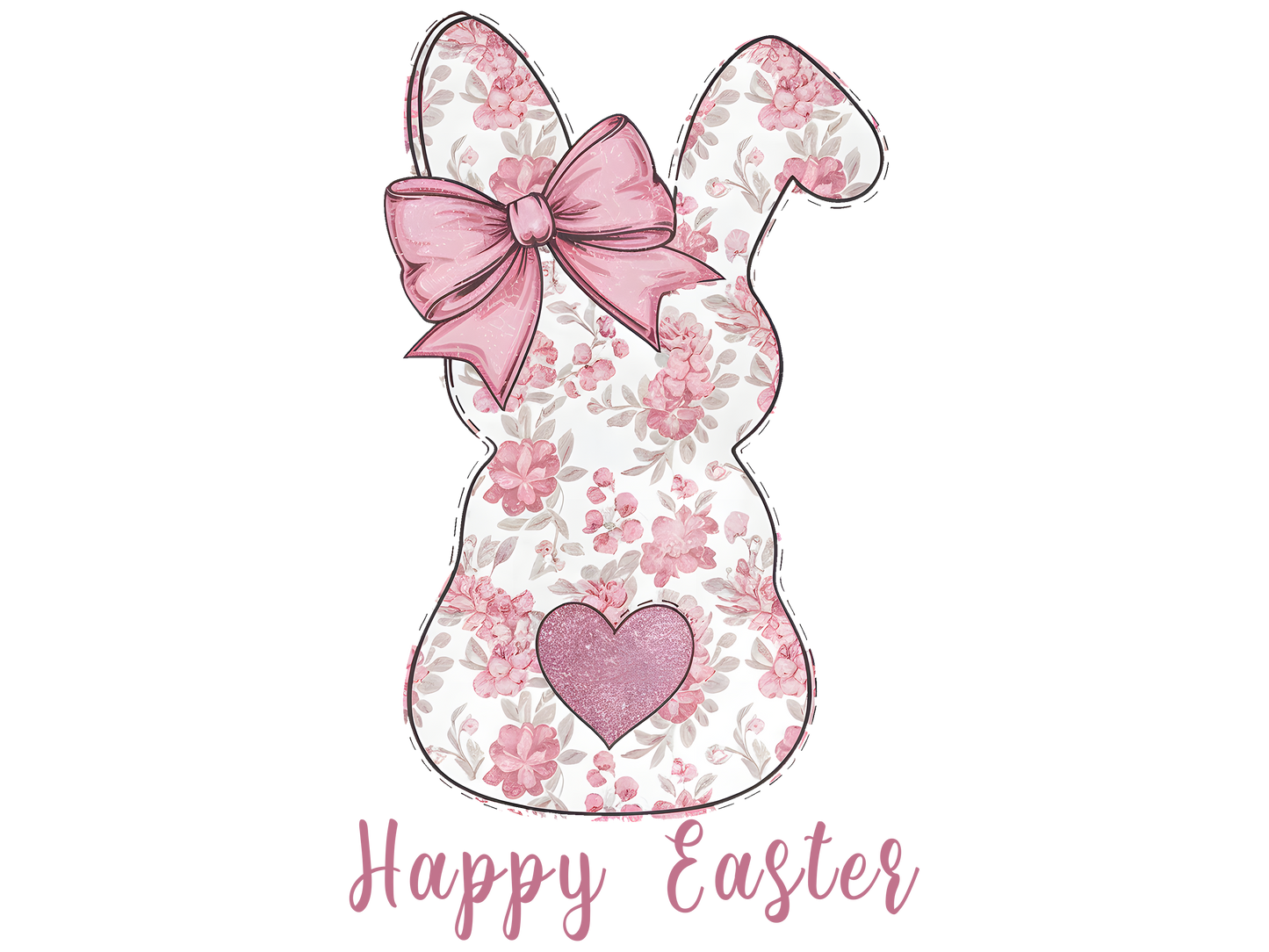 Pink bunny, Easter, heat transfer, press and peel, no shirt, made to order