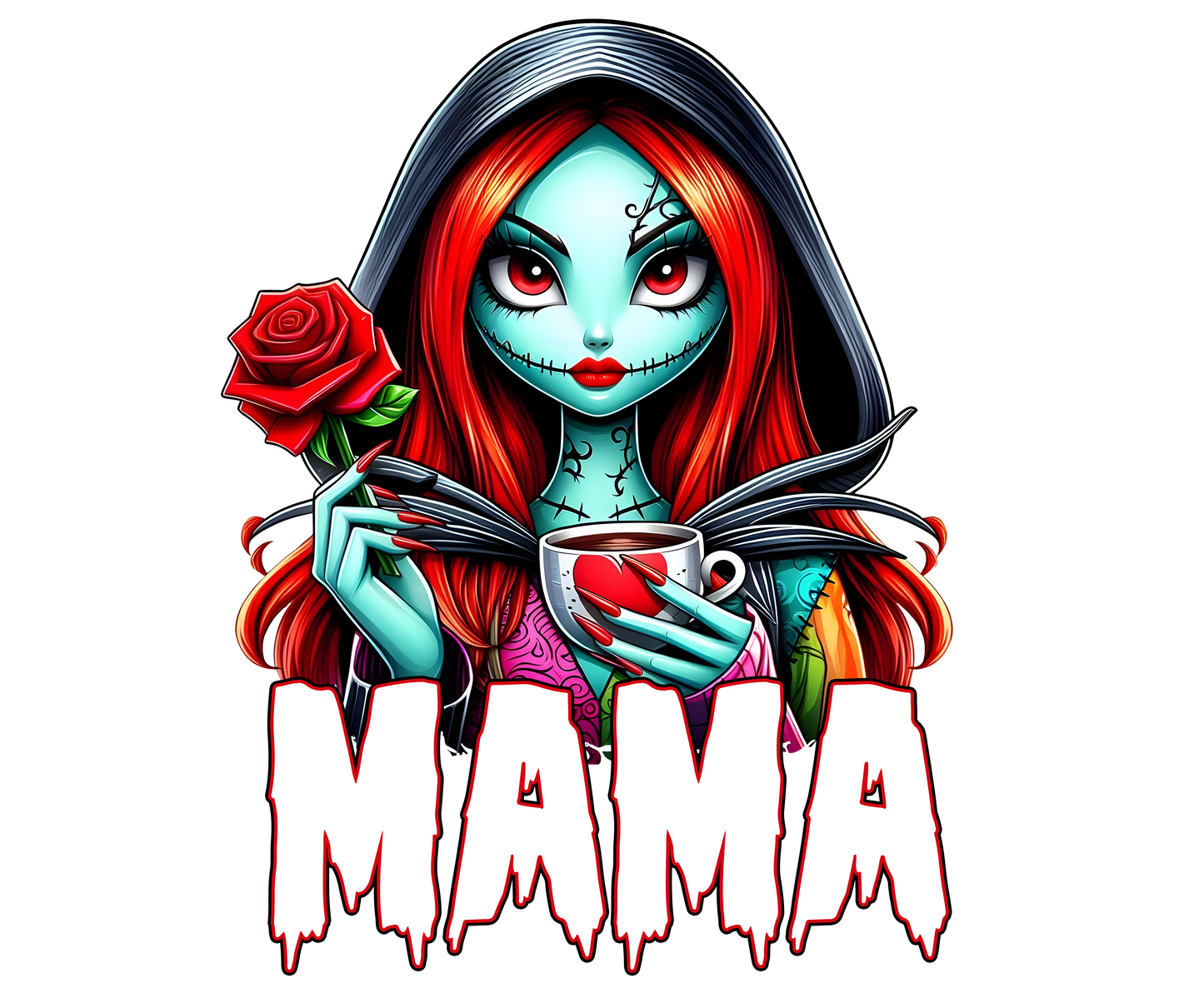 Horror girl, heat transfer, press and peel, no shirt, made to order