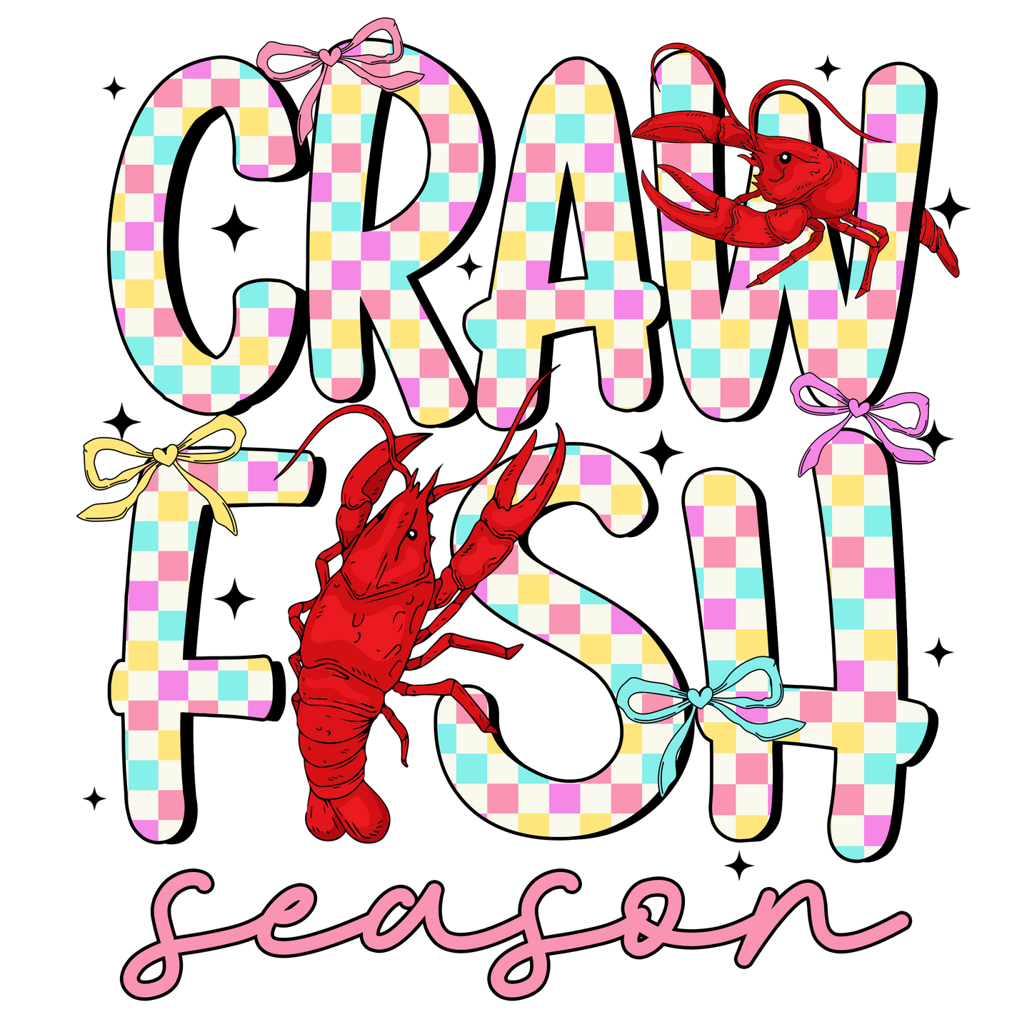 Craw fish, heat transfer, press and peel, no shirt, made to order