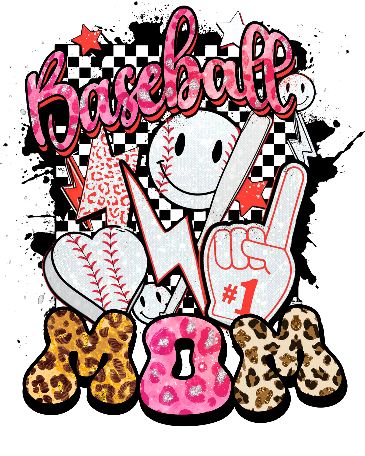 Mom, baseball, heat transfer, press and peel, no shirt, made to order