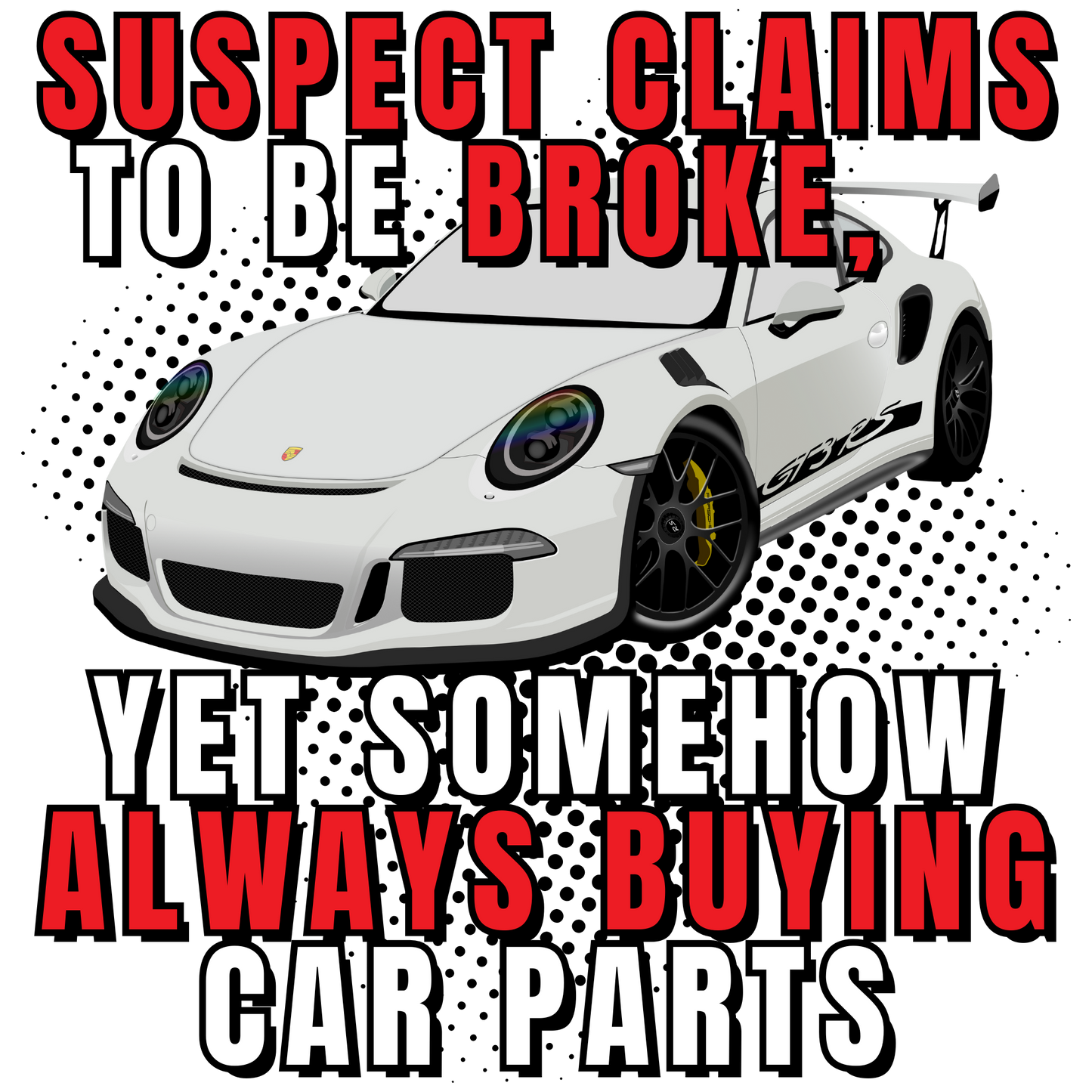 Car parts, heat transfer, press and peel, no shirt, made to order