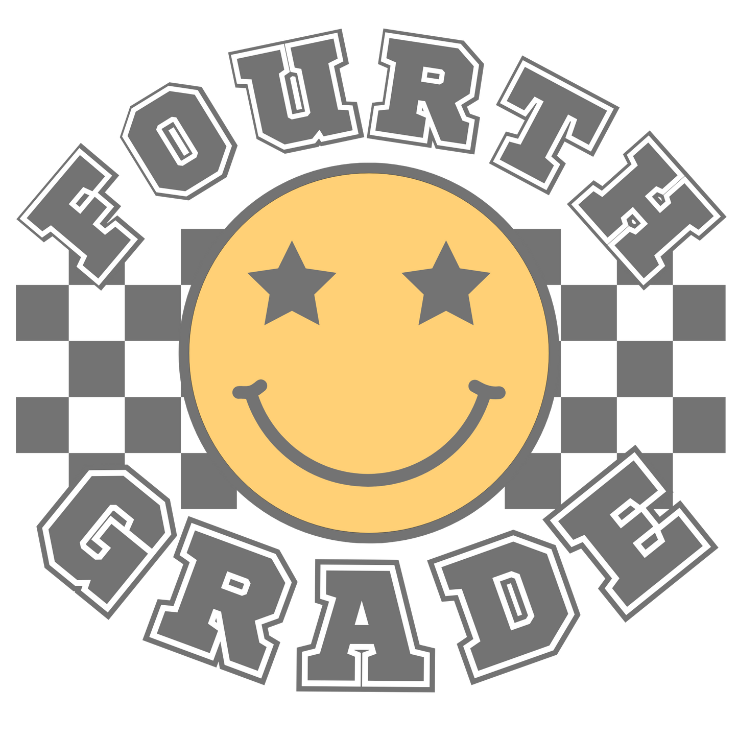 Fourth Grade, School, Smiley, press and peel, no shirt, made to order