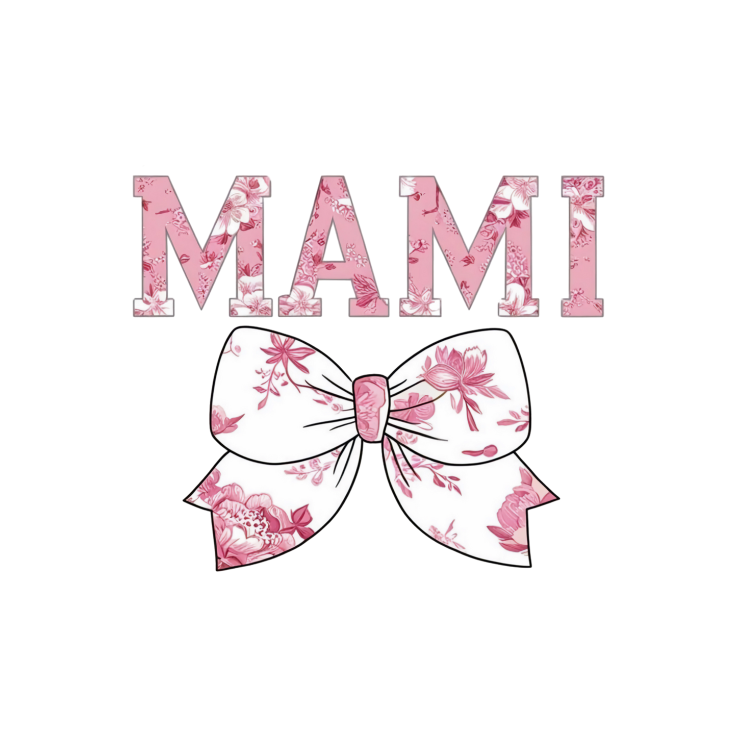 Mami, Pink and white, Bow, Press-ready, Transfer only, MTO