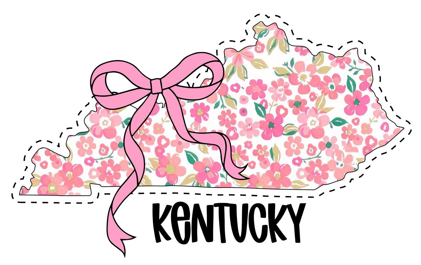 Kentucky, Pink and white, Bow, Press-ready, Transfer only, MTO