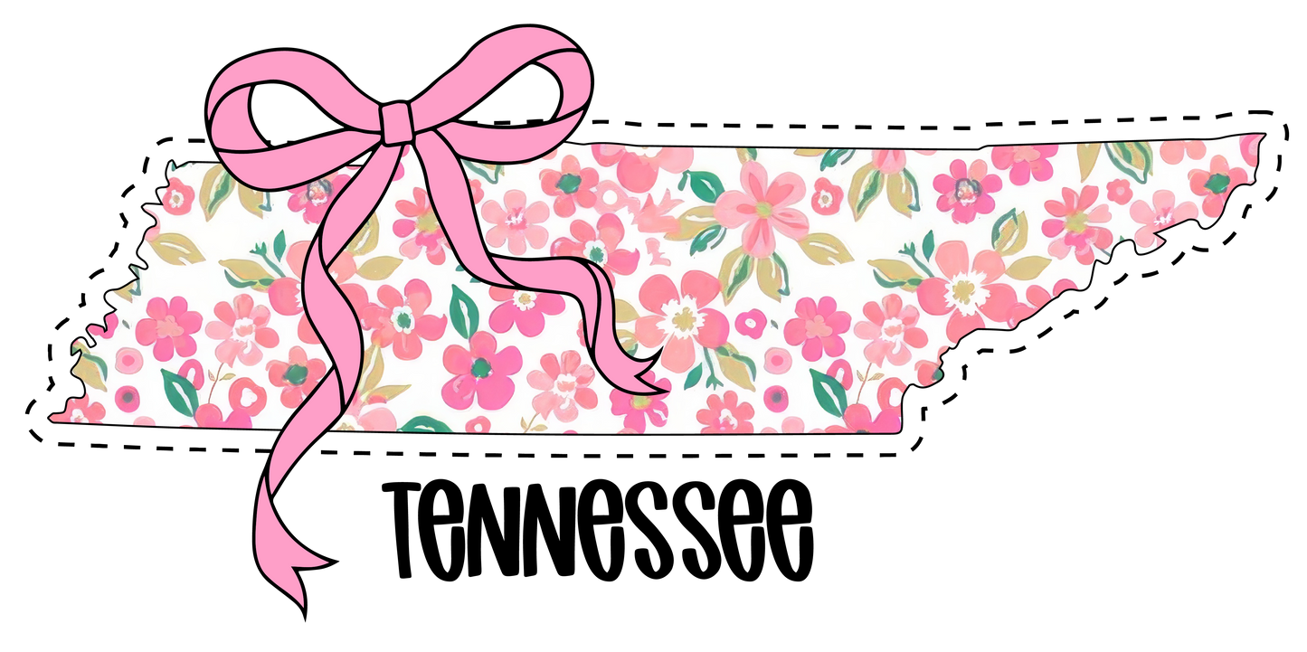 Tennessee, Pink and white, Bow, Press-ready, Transfer only, MTO