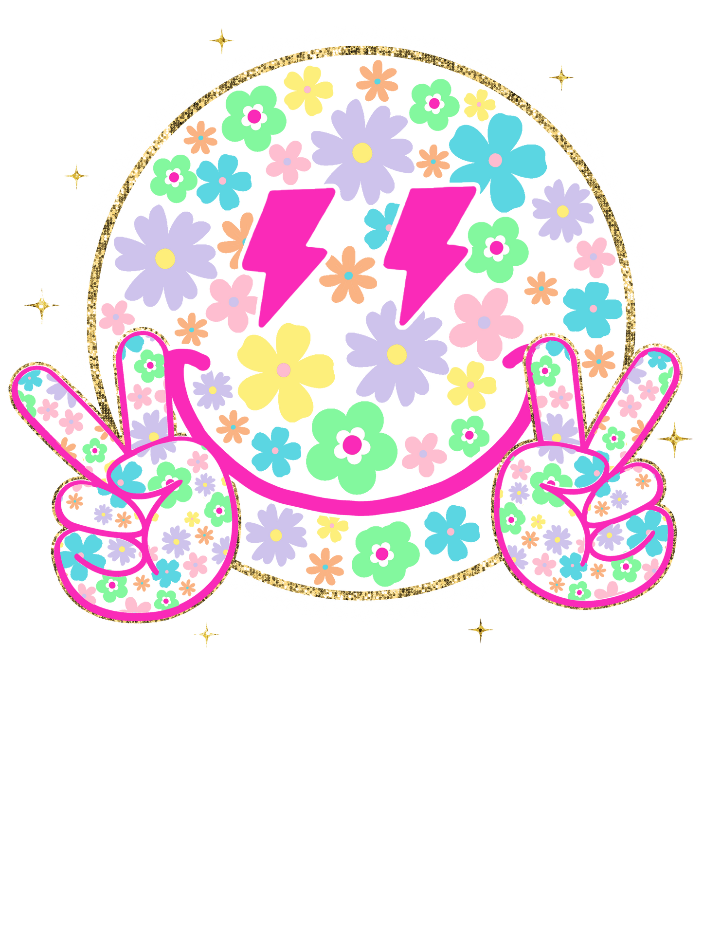 Flower smiley, Halloween, Press-ready, Transfer only, MTO