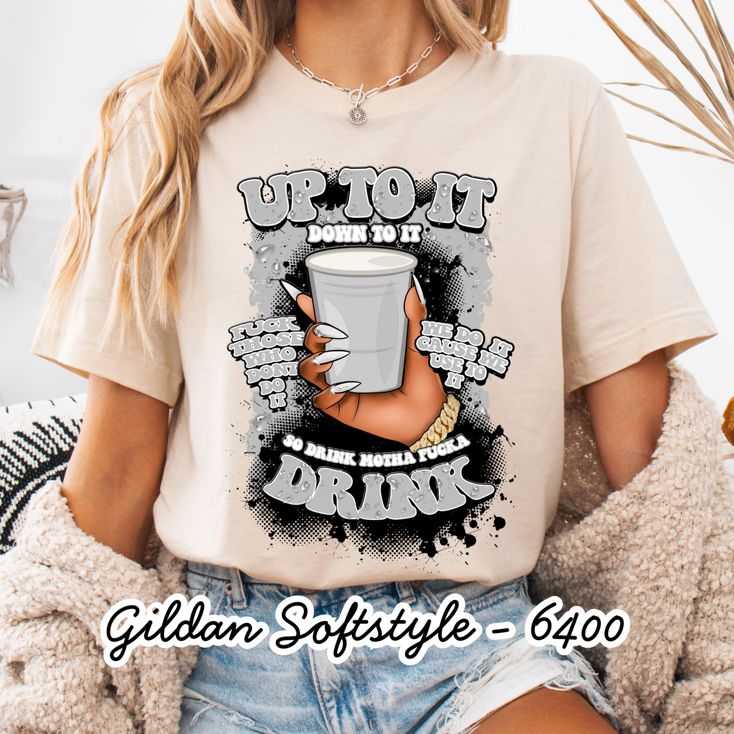 Gray up to it - Short Sleeve - Gildan Softstyle - Women's Printed Tee