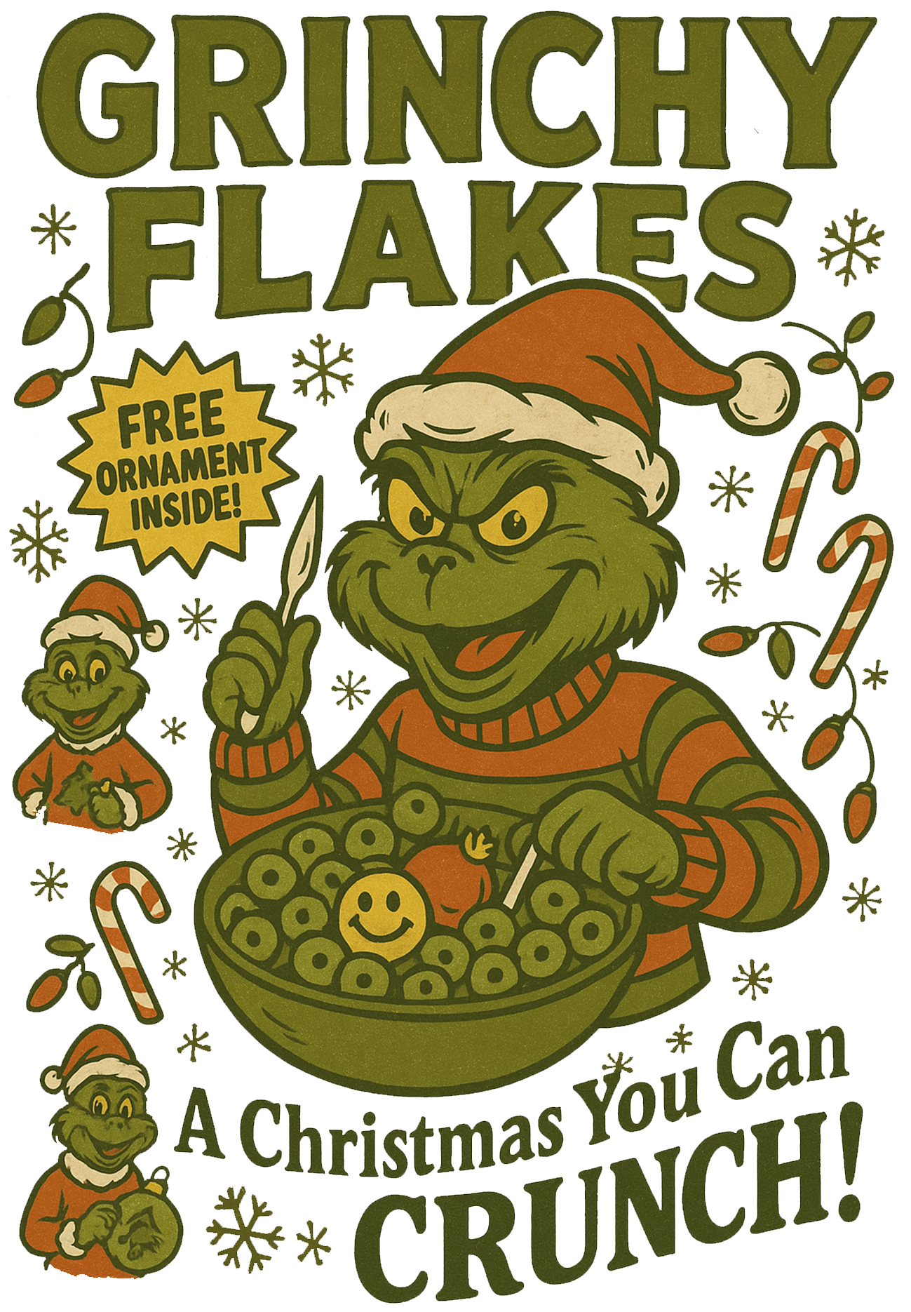 Grinch flakes, Press-ready, Transfer only, MTO
