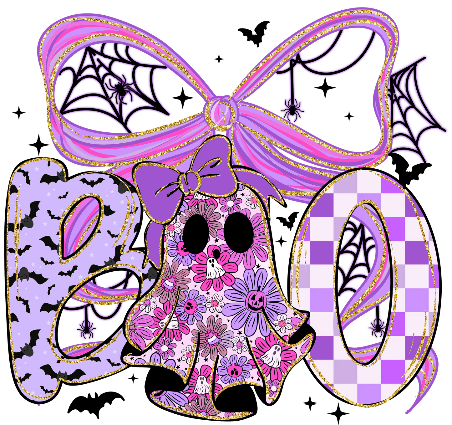 Purple Boo, Halloween, Press-ready, Transfer only, MTO