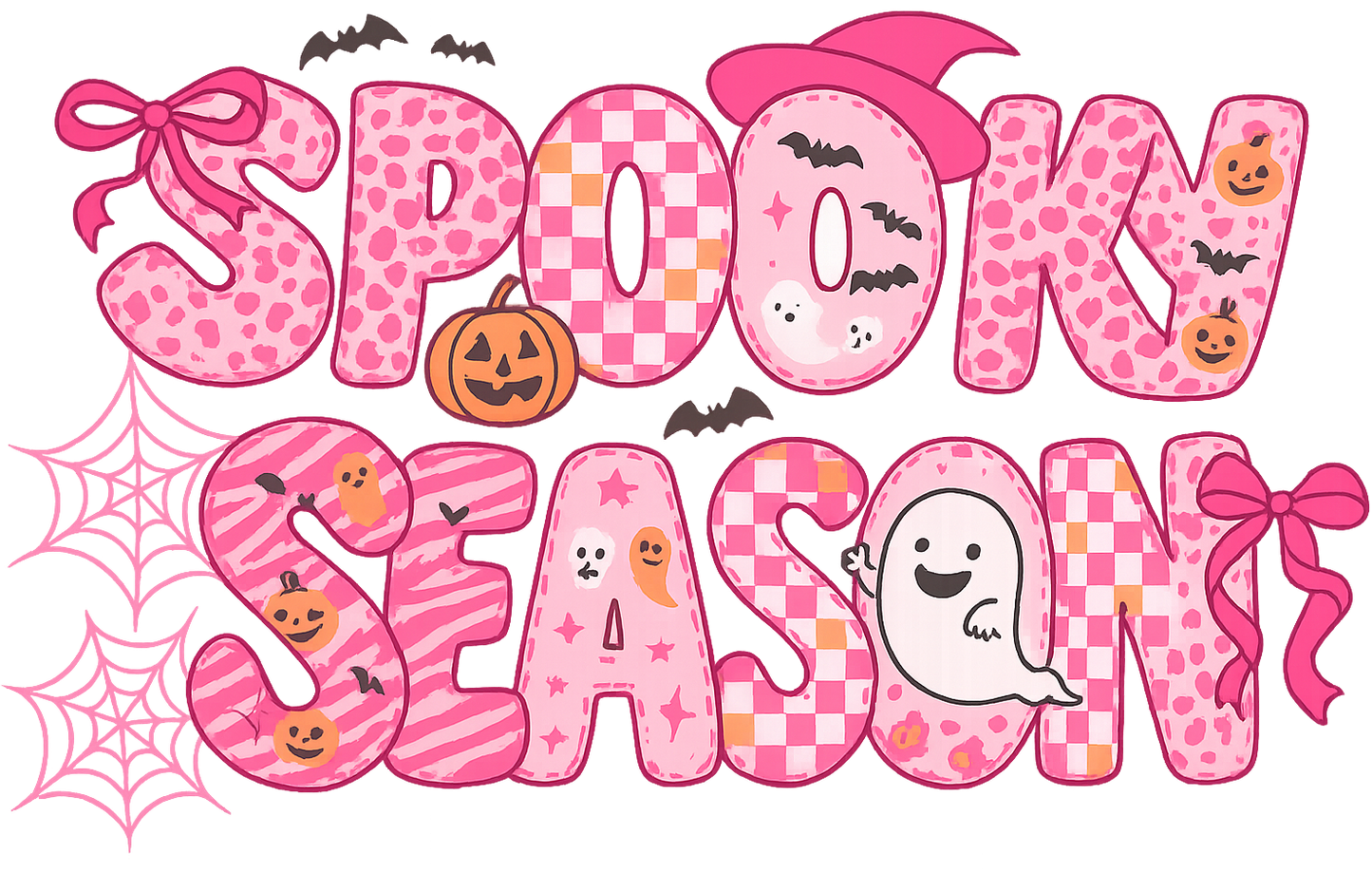 Pink Spooky season, Halloween, Press-ready, Transfer only, MTO