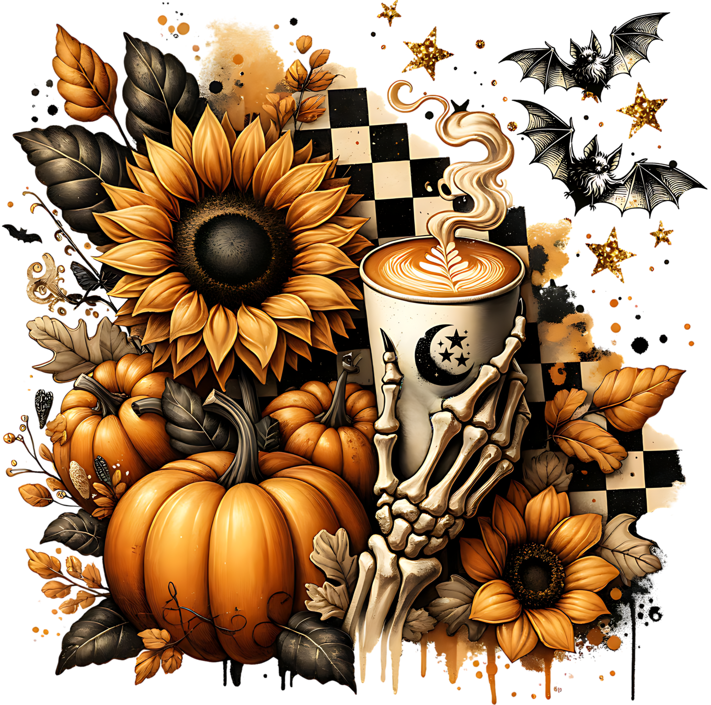 Sunflower, Fall, coffee, Press-ready, Transfer only, MTO