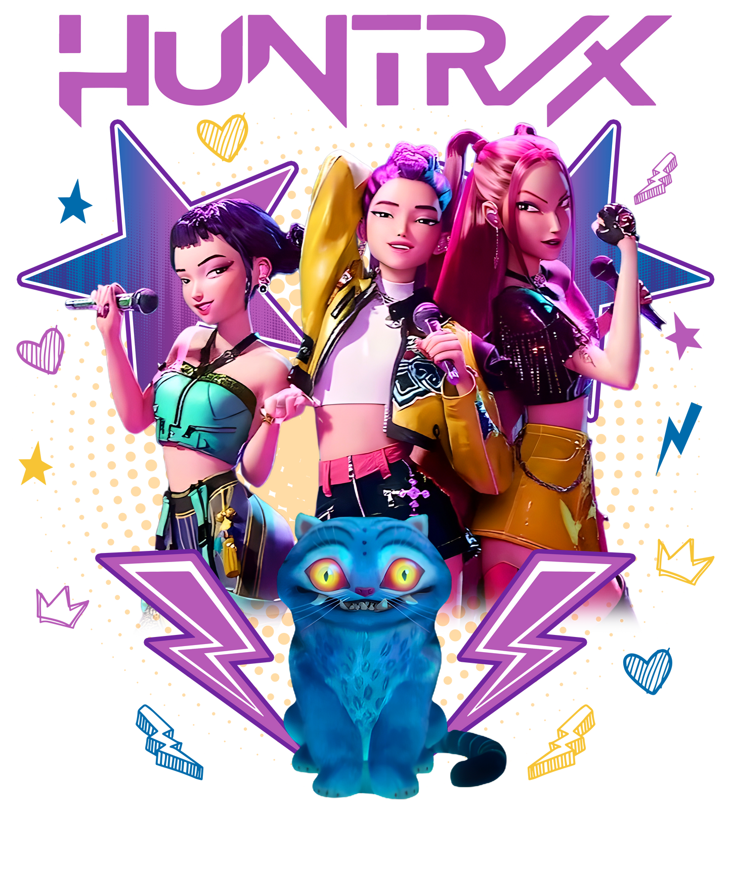 Girls and cat, Huntrix, Press-ready, Transfer only, MTO