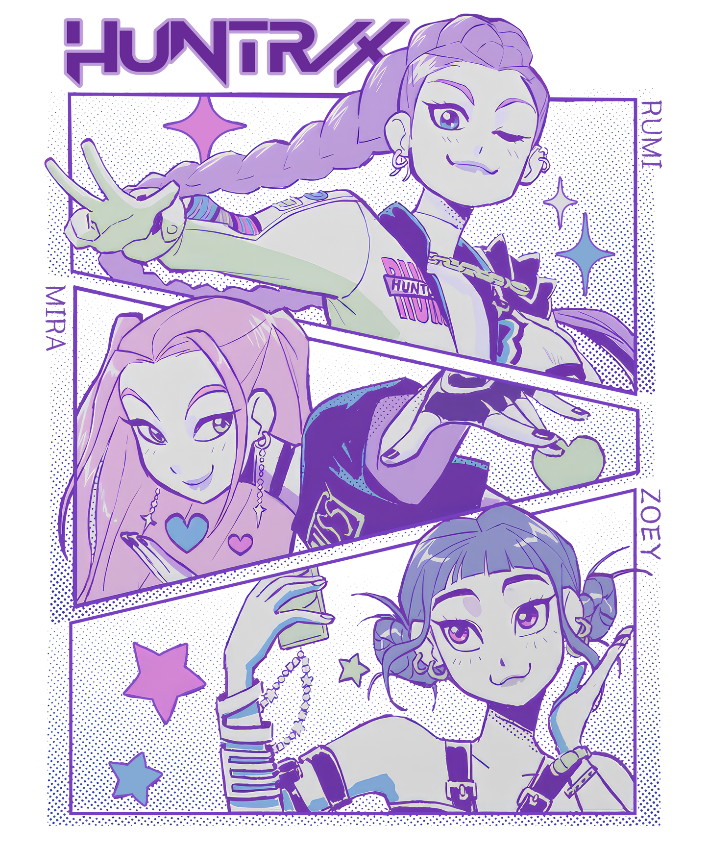 Purple girls, Huntrix, Press-ready, Transfer only, MTO