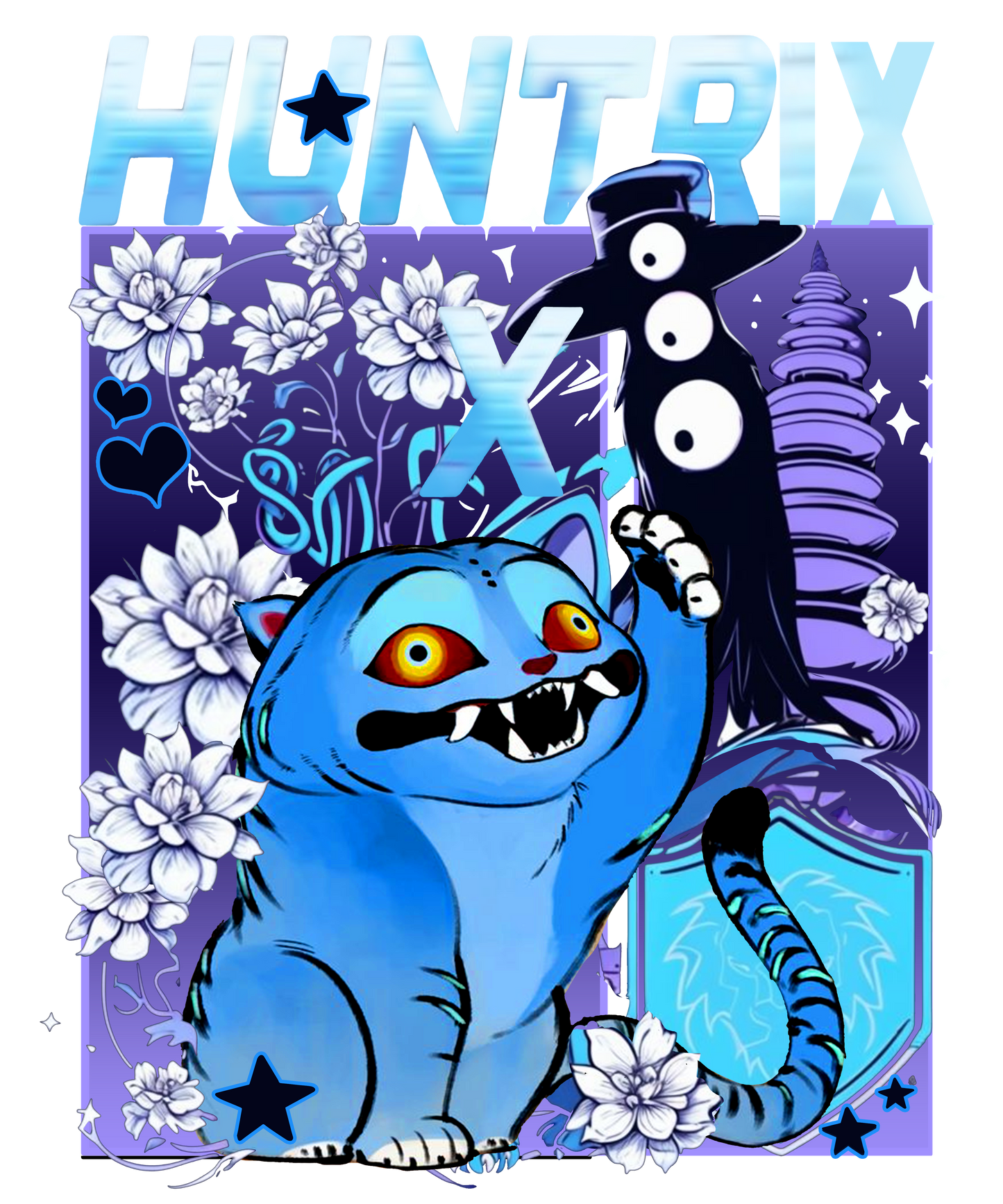 Blue cat, Huntrix, Press-ready, Transfer only, MTO