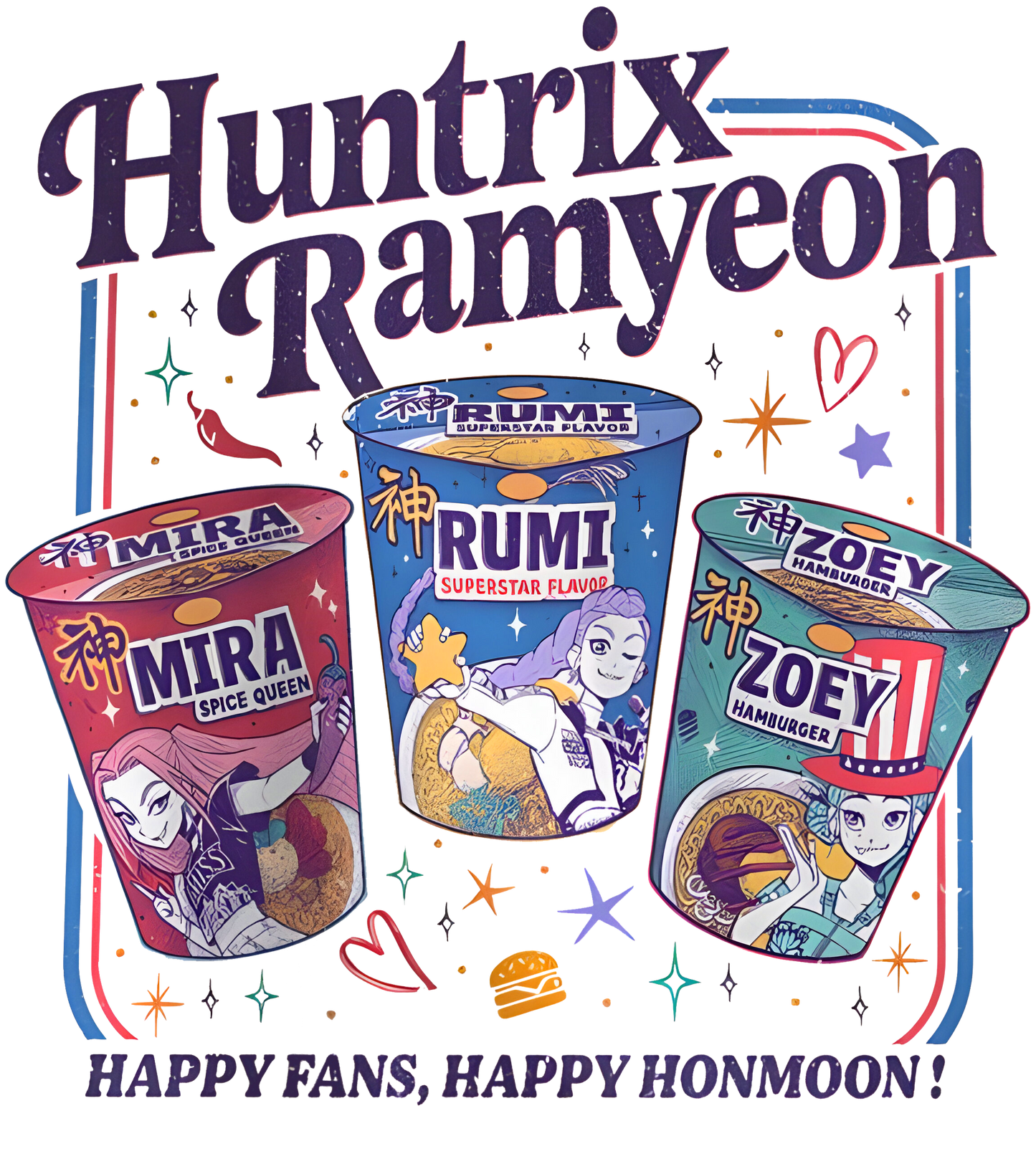 Ramyeon, Huntrix, Press-ready, Transfer only, MTO