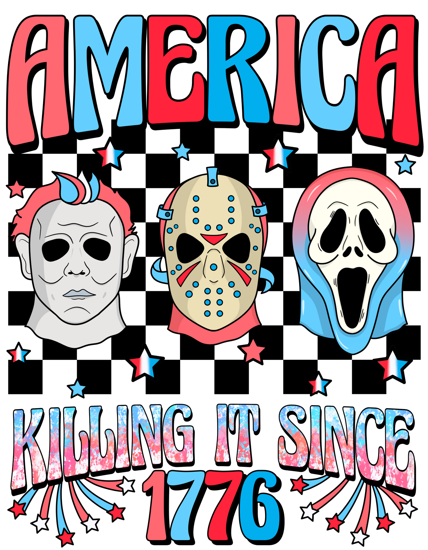 4th of July, Horror, press and peel, no shirt, made to order