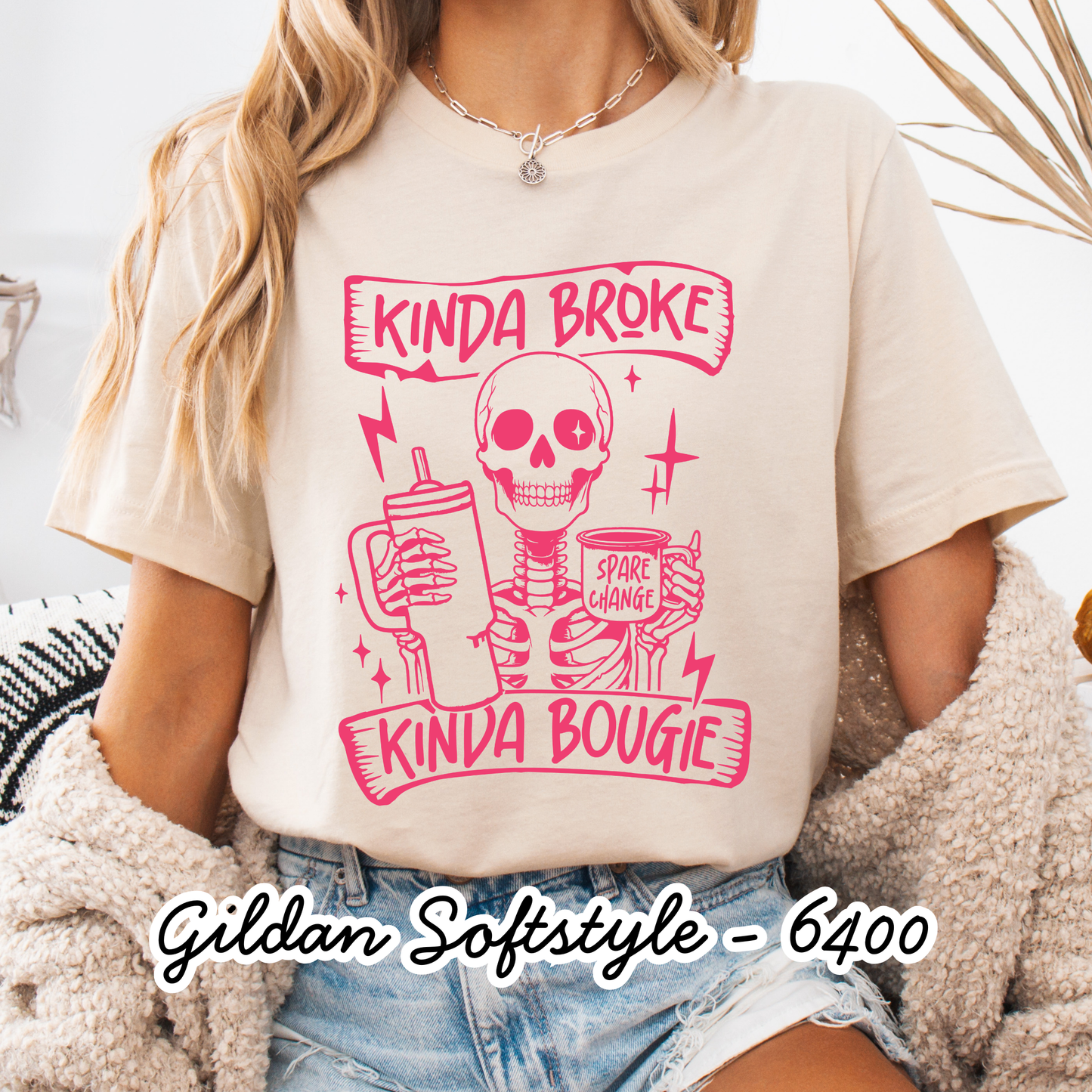 Kinda Broke - Short Sleeve - Gildan Softstyle - Women's Printed Tee