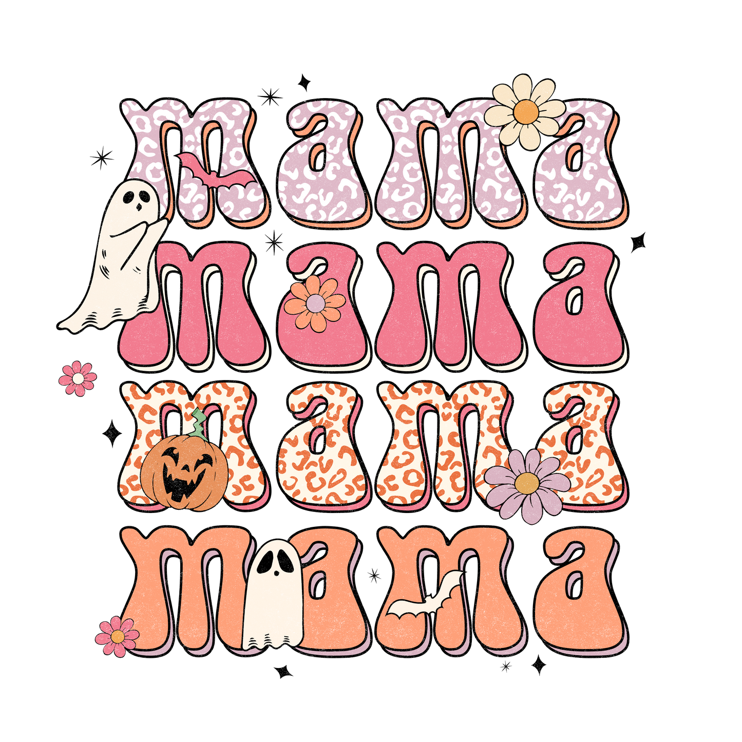 Sin camiseta, mamá con transferencia de calor, temporada espeluznante