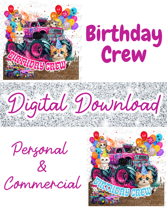 Birthday Crew - Monster Trucks & Cats - Digital Download