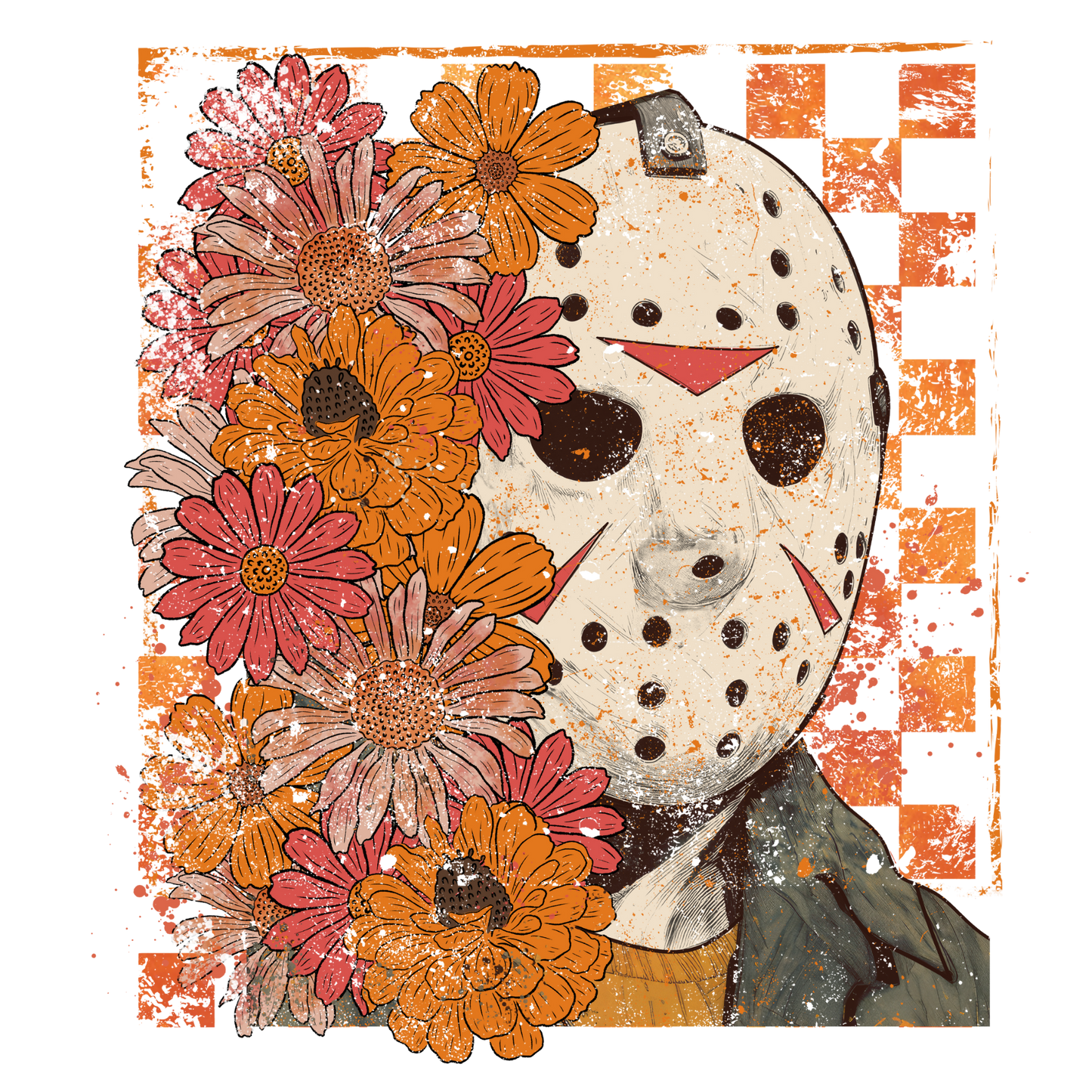 Jason flowers, Halloween, Press-ready, Transfer only, MTO