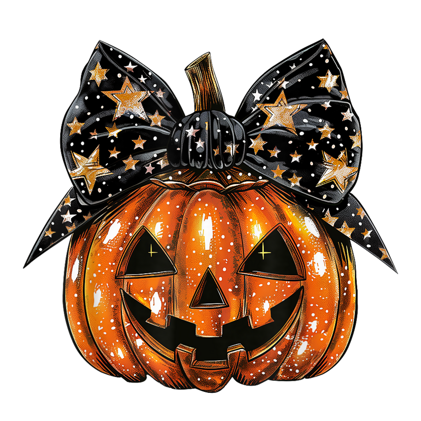 Pumpkin with bow, Halloween, Press-ready, Transfer only, MTO