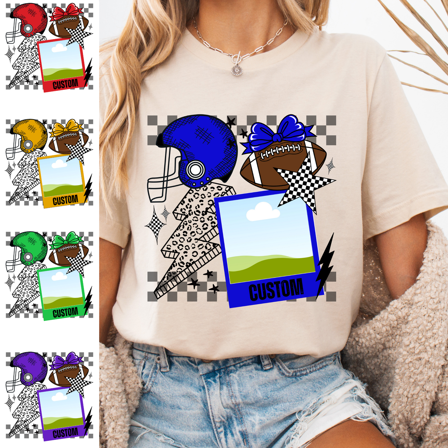 Custom football t-shirt with picture - Short Sleeve - Gildan Softstyle - Women's Printed Tee