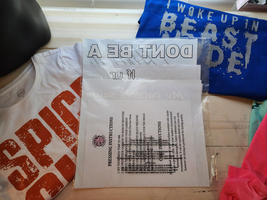 Screen print grab bag, mixed designs, Press-ready, Transfer only