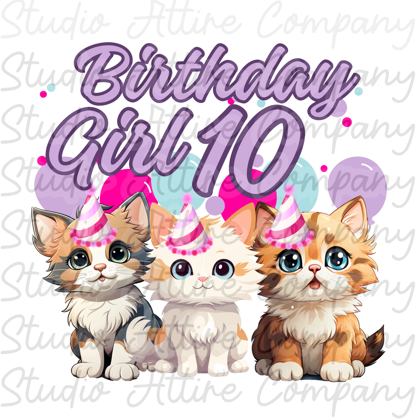 Birthday Girl - Kittens Ages 1 through 10 - Digital Download