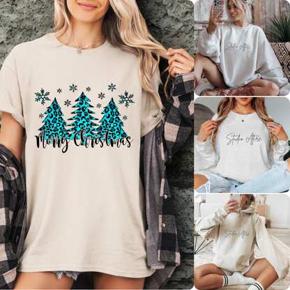 Merry Christmas blue trees, Graphic Apparel - 115