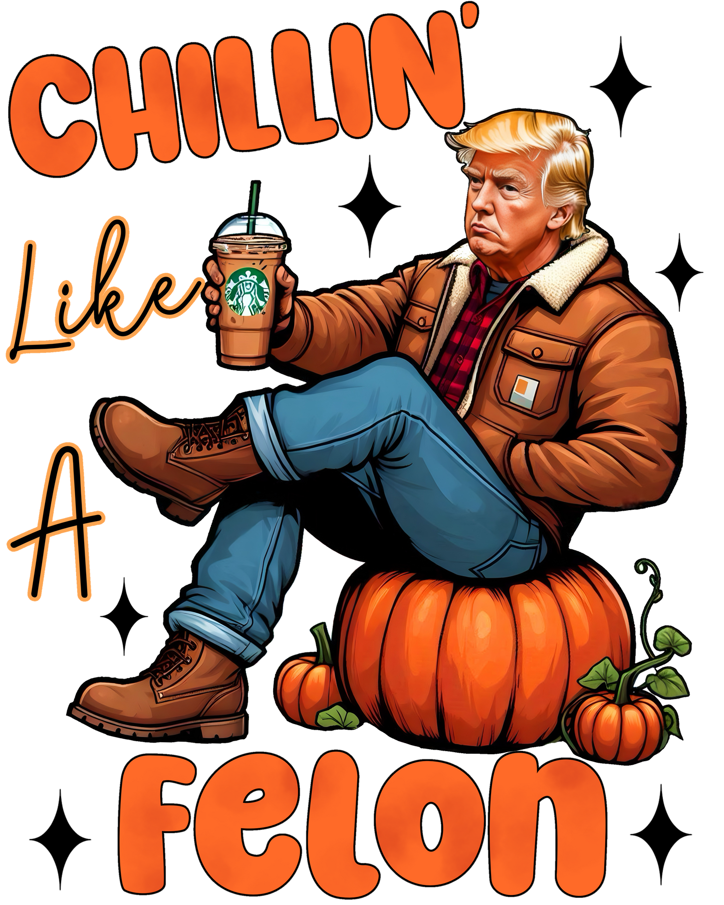 Trump, fall time heat transfer, press and peel, no shirt