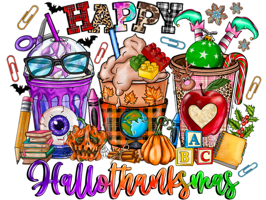 Hallothanksmas heat transfer, press and peel, no shirt