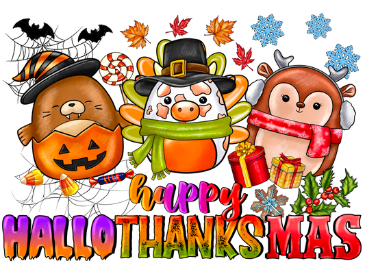Hallothanksmas heat transfer, press and peel, no shirt