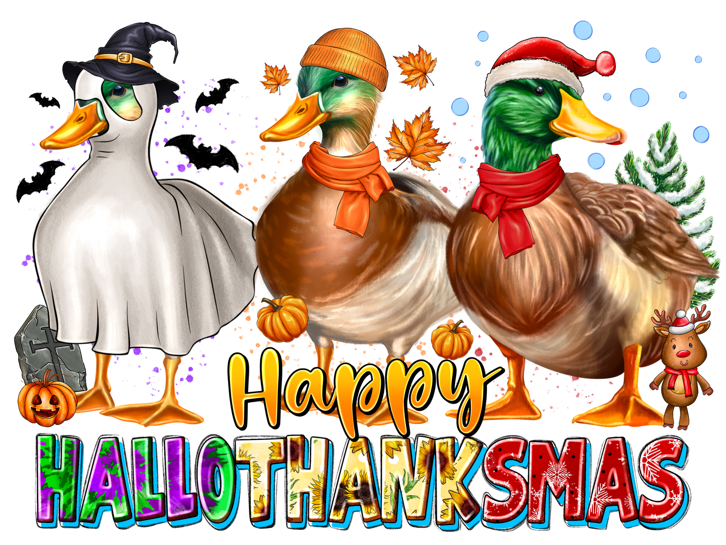 Hallothanksmas heat transfer, press and peel, no shirt
