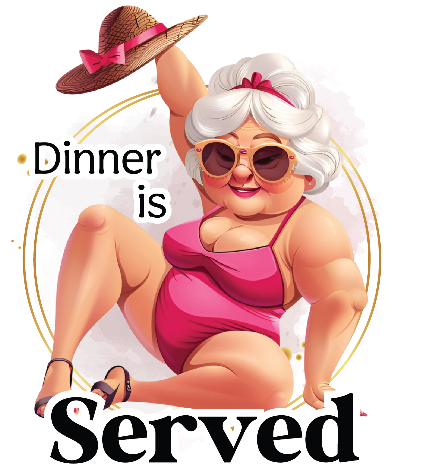 Granny heat transfer, press and peel, no shirt