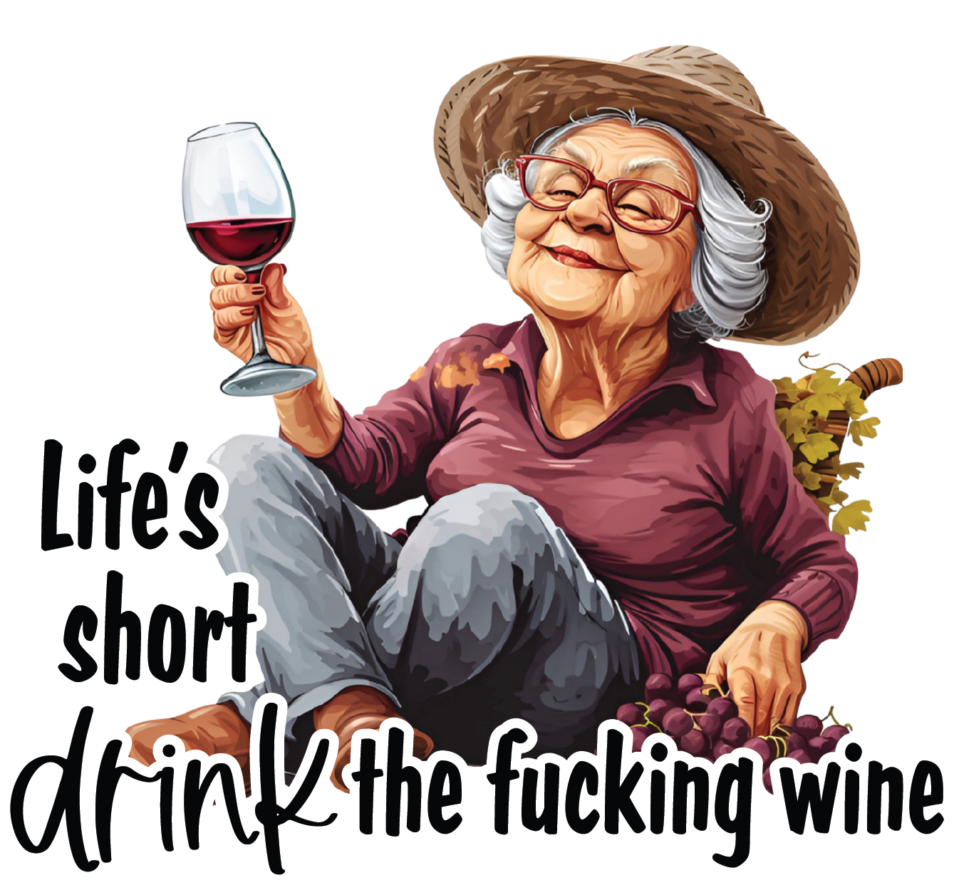 Granny heat transfer, press and peel, no shirt