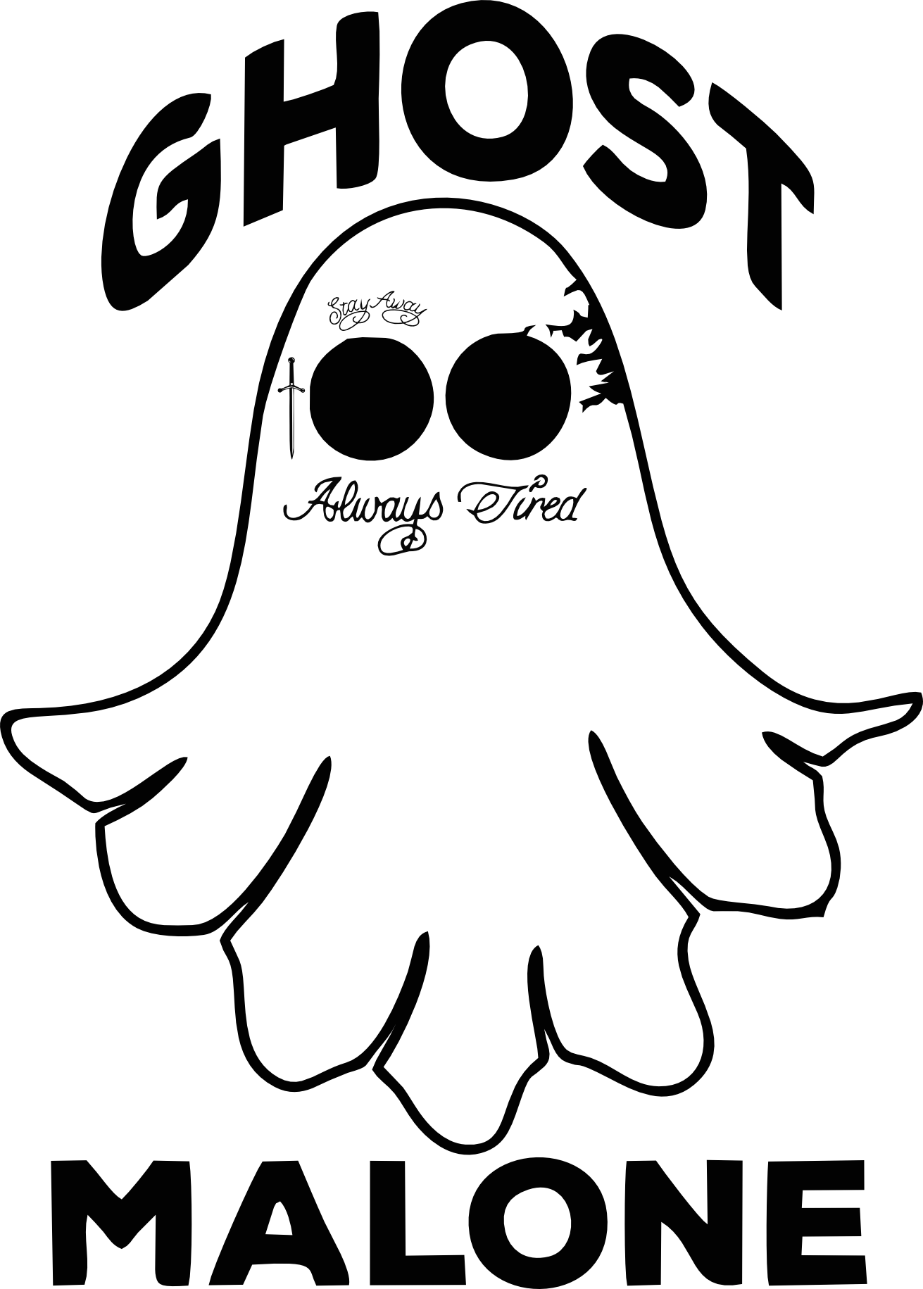 Ghost heat transfer, press and peel, no shirt