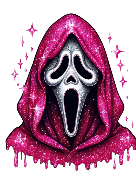 Faux glitter ghost face, heat transfer, press and peel