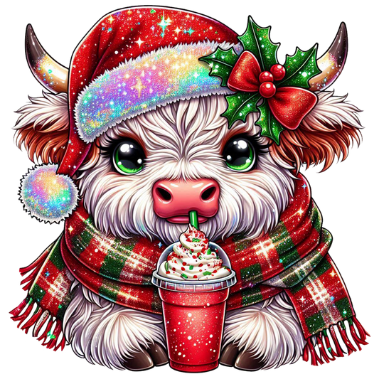 Heat transfer, Christmas cow, press and peel, made to order