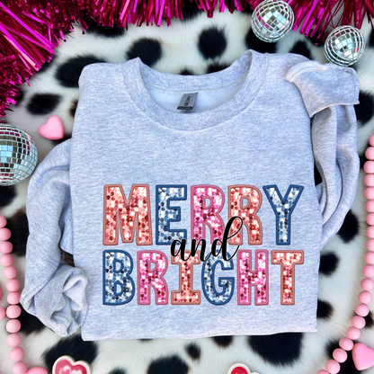 Merry & Bright faux sequin Sweatshirt 1412