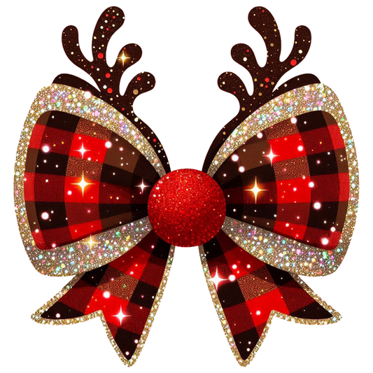 Heat transfer, faux glitter Christmas bow, press and peel, made to order