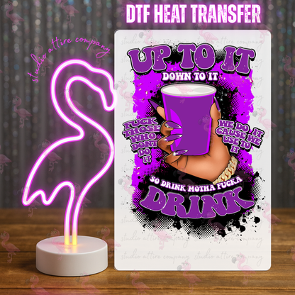 Purple women's hand, up to it, DTF Heat Transfer, Press and peel, Full color, Instant press, MTO