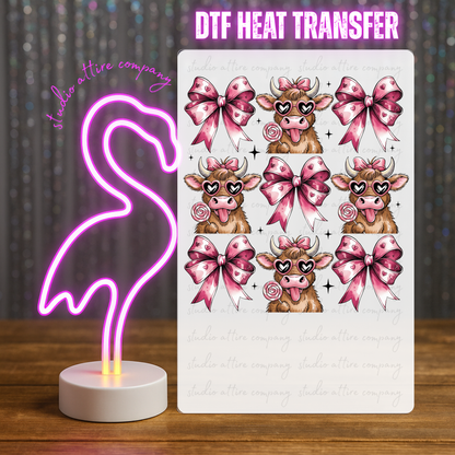 Cow and bows, valentine, Heat transfer, Press and peel, Full color, Instant press, MTO